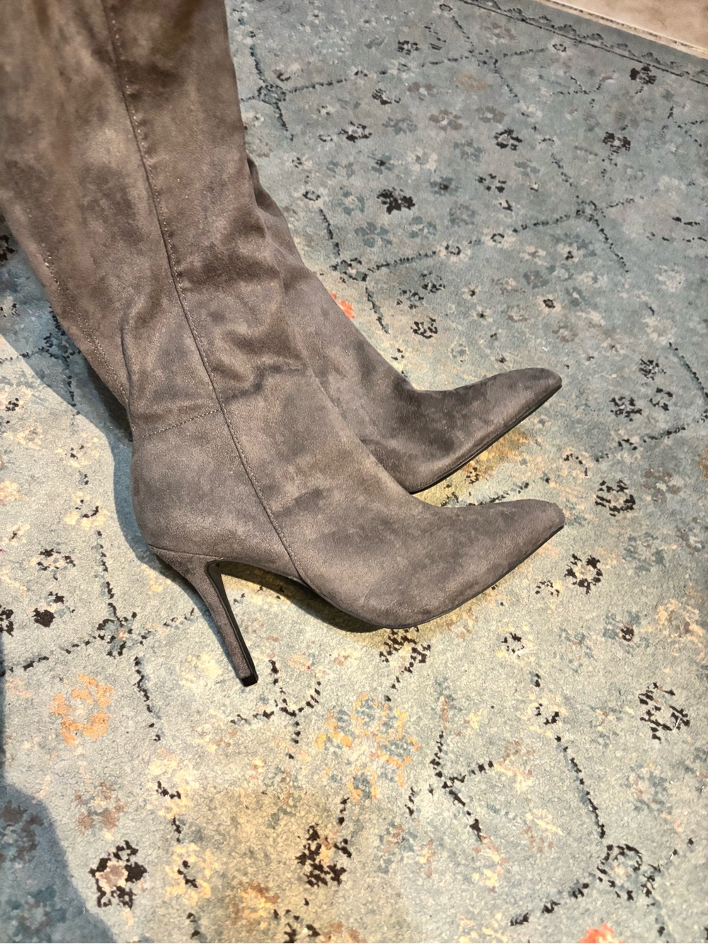 H&M Gray Suede Over-the-Knee Pointed-Toe Boots